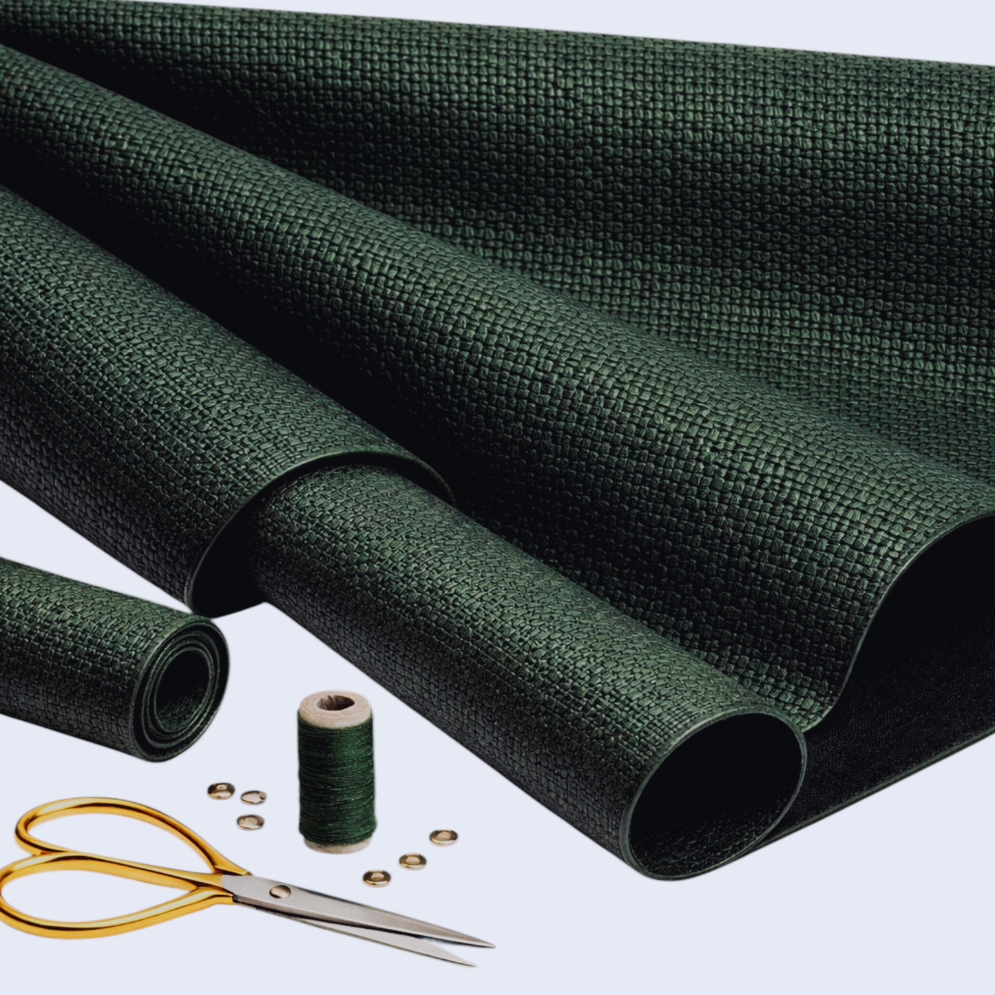 Hunter Green Textured Faux Leather – Basketweave Faux Leather