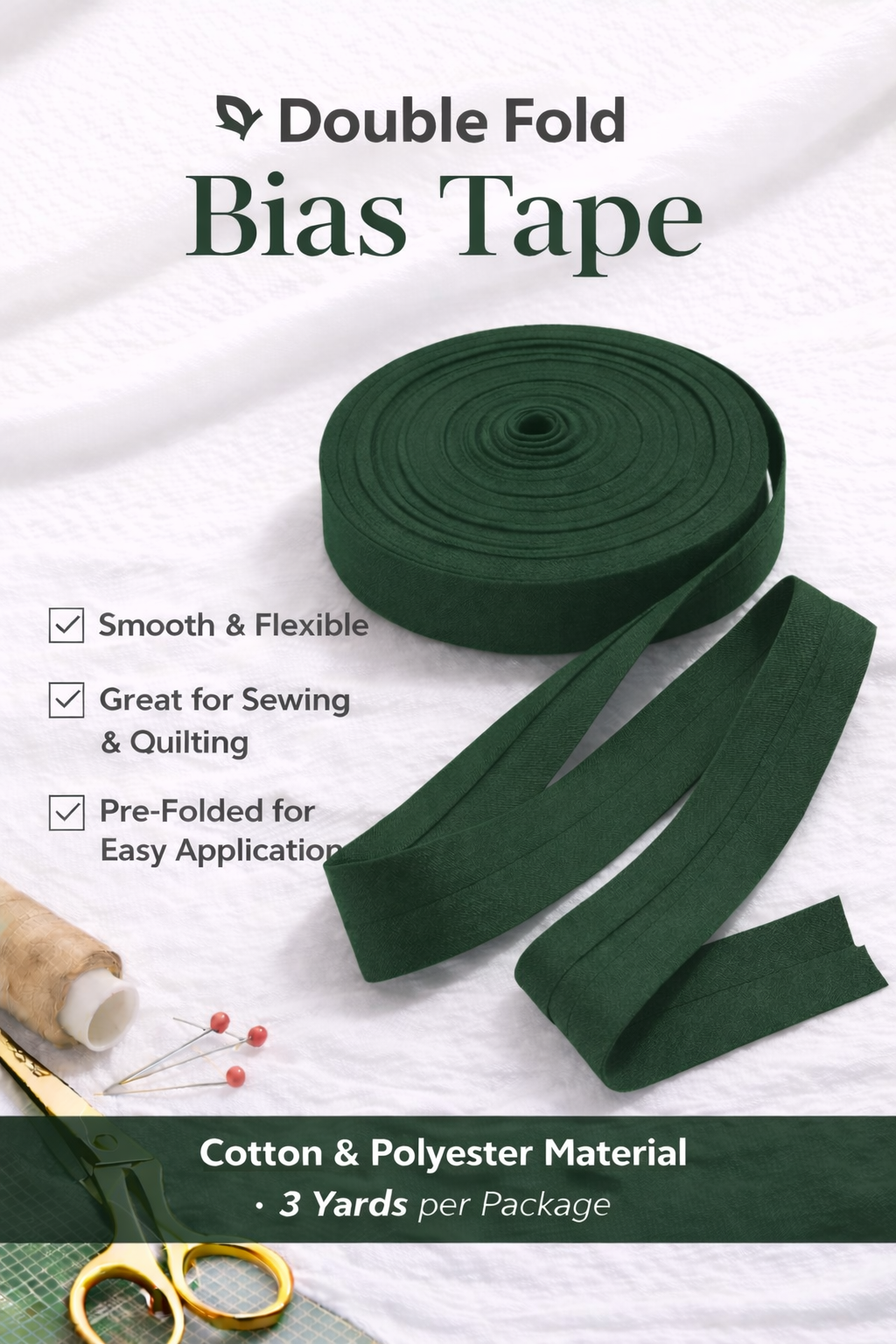Double Folded Bias Tape – Multiple Colors Available