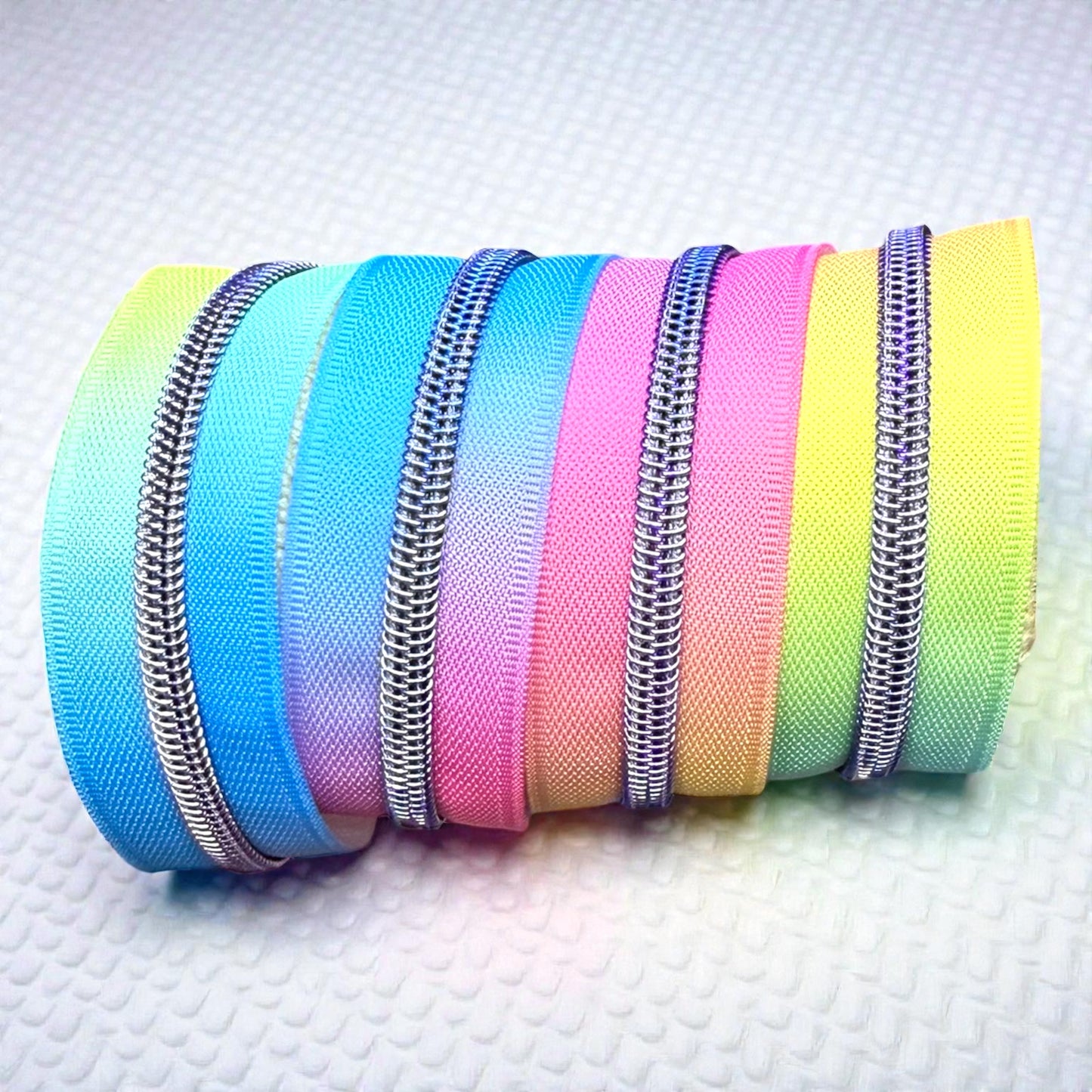 Rainbow Gradient Nylon Zipper Tape (Sold By the Yard)