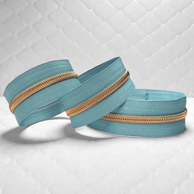 Slate Blue #5 Nylon Zipper Tape -Multiple Metal Finishes Available(Sold by the Yard)