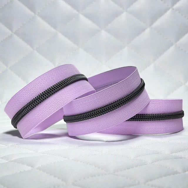 Light Purple #5 Nylon Zipper Tape with Black Coil (Sold by the Yard)