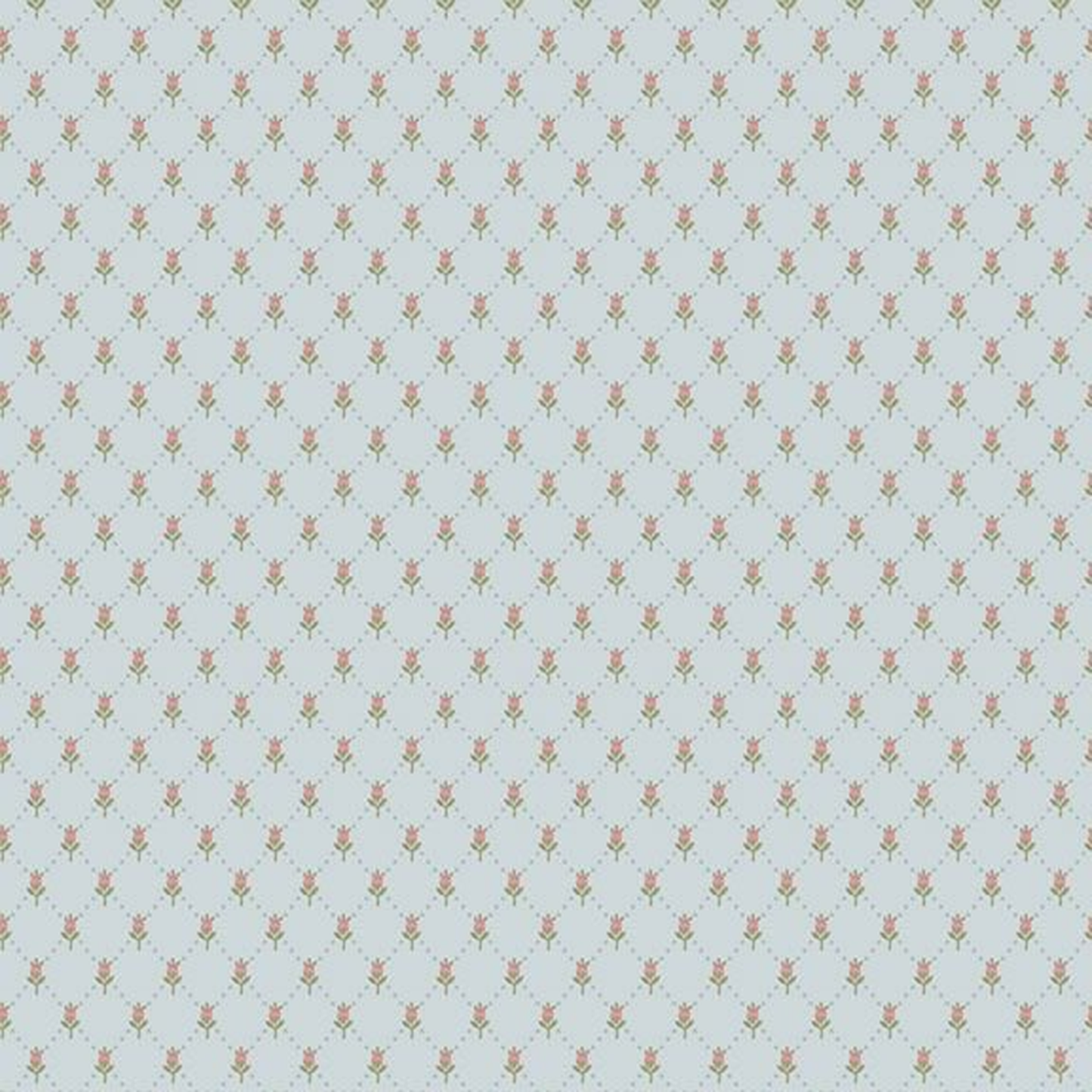 Sky Blue Mini Bud Floral Fabric