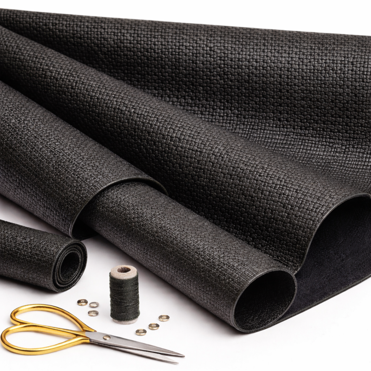 Black Textured Faux Leather – Basketweave Faux Leather