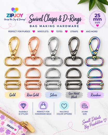 Sewing Hardware Set – Swivel Hook, D-Ring & Slider