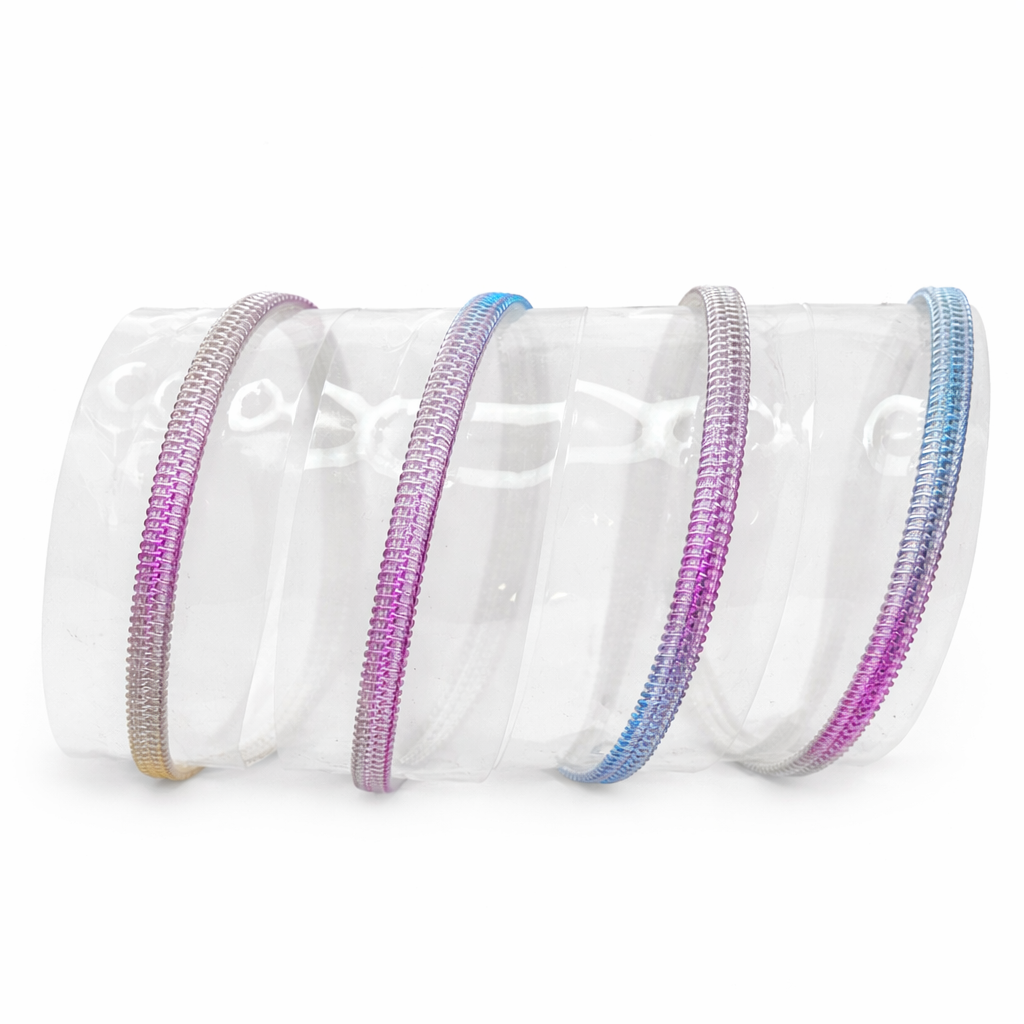 Clear #5 Nylon Zipper Tape – Multiple Metal Finishes Available(Sold by the Yard)