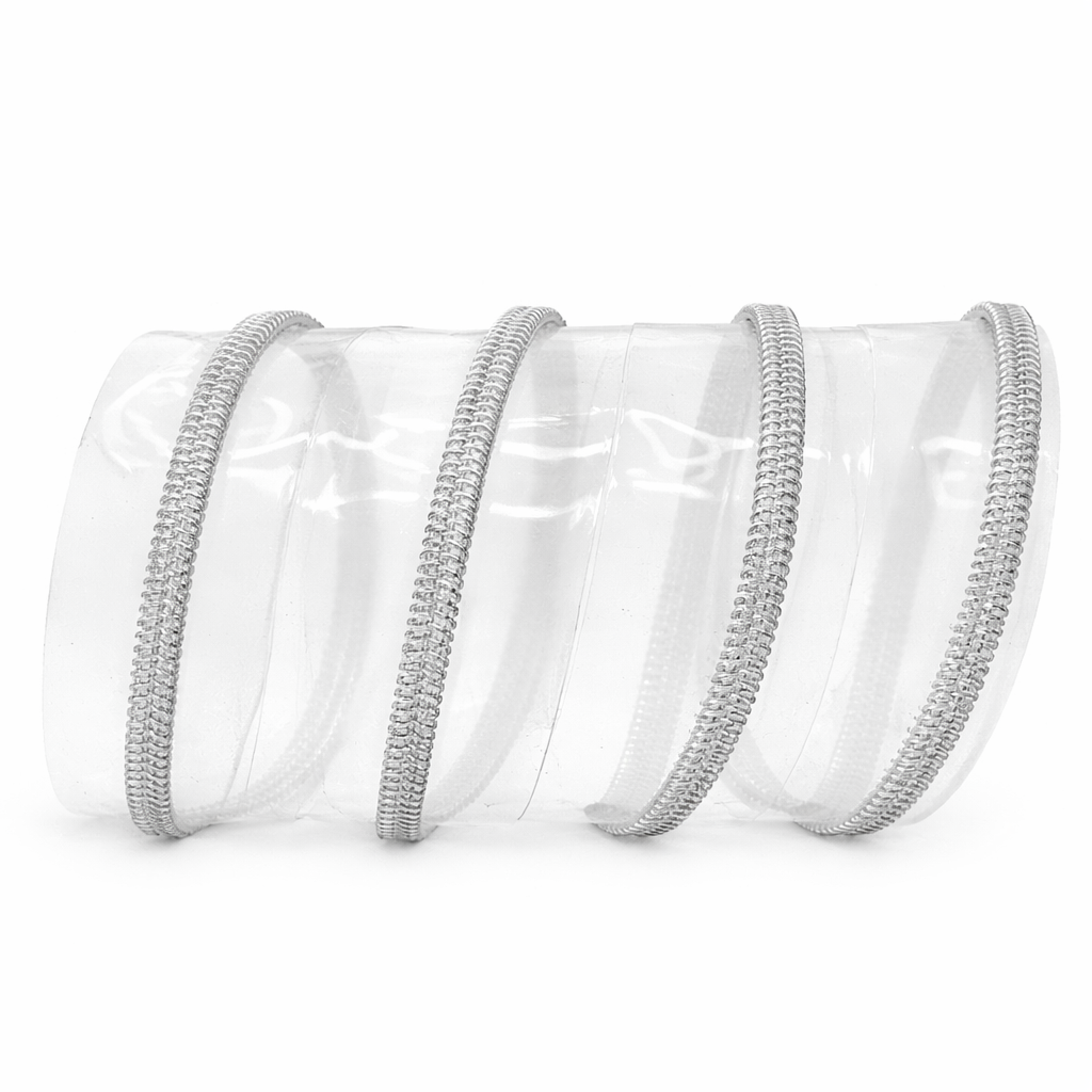 Clear #5 Nylon Zipper Tape – Multiple Metal Finishes Available(Sold by the Yard)