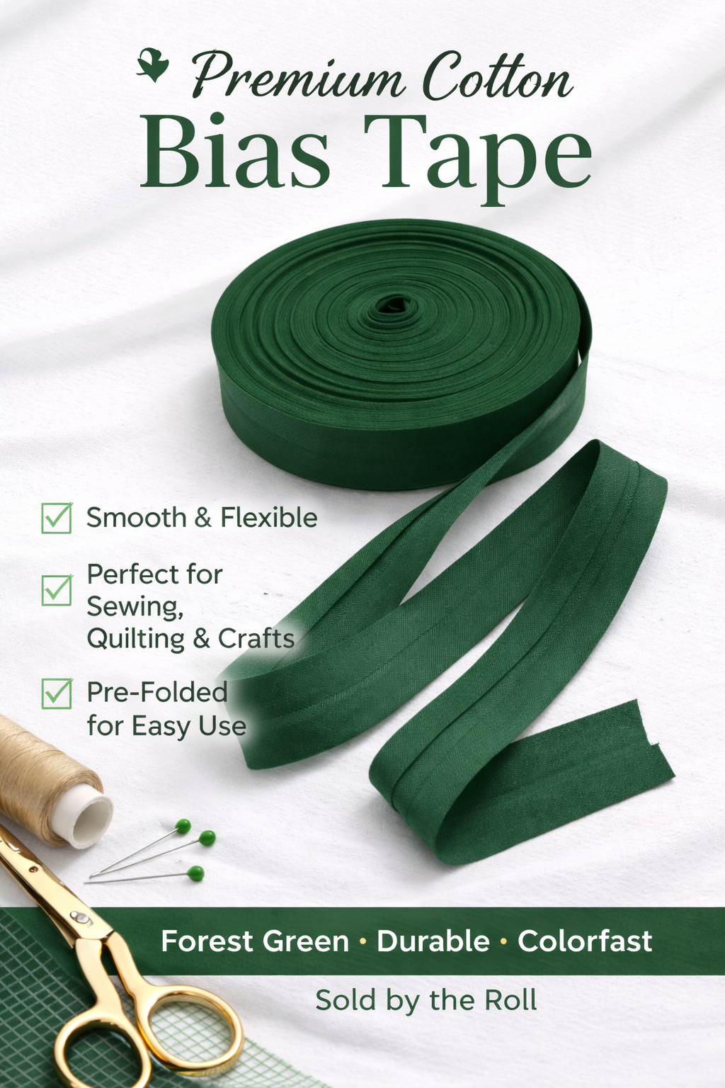 Double Folded Bias Tape – Multiple Colors Available