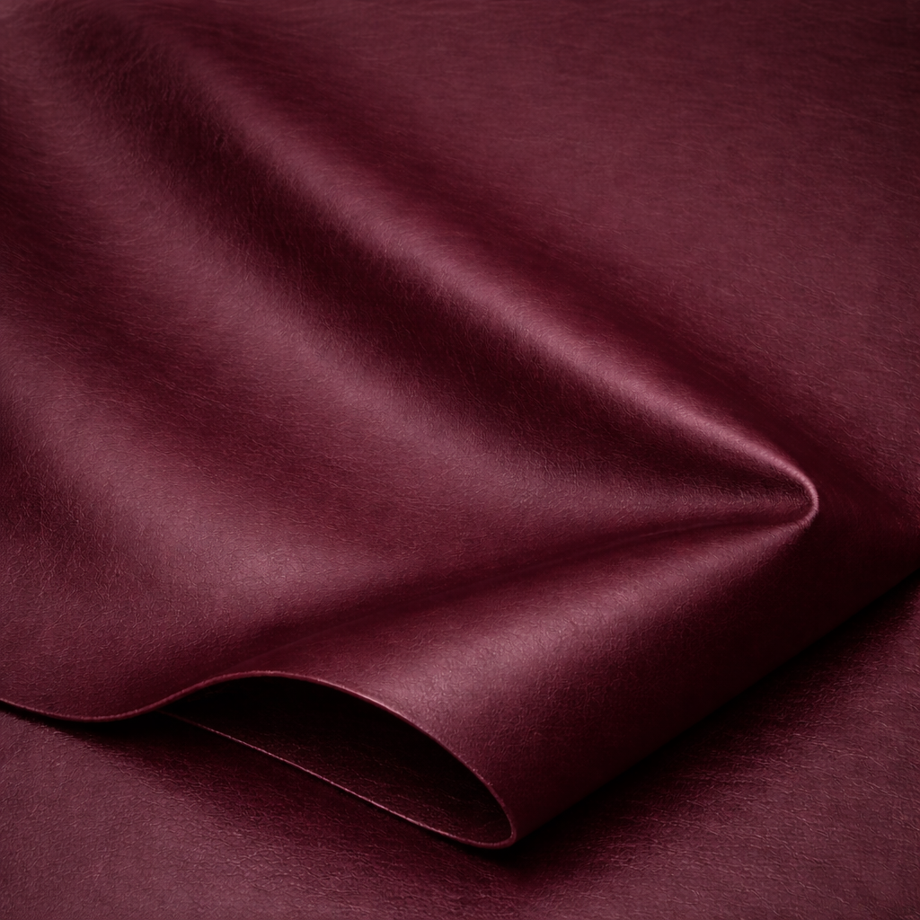 Burgundy Faux Leather Fabric – Smooth Vegan Leather Material