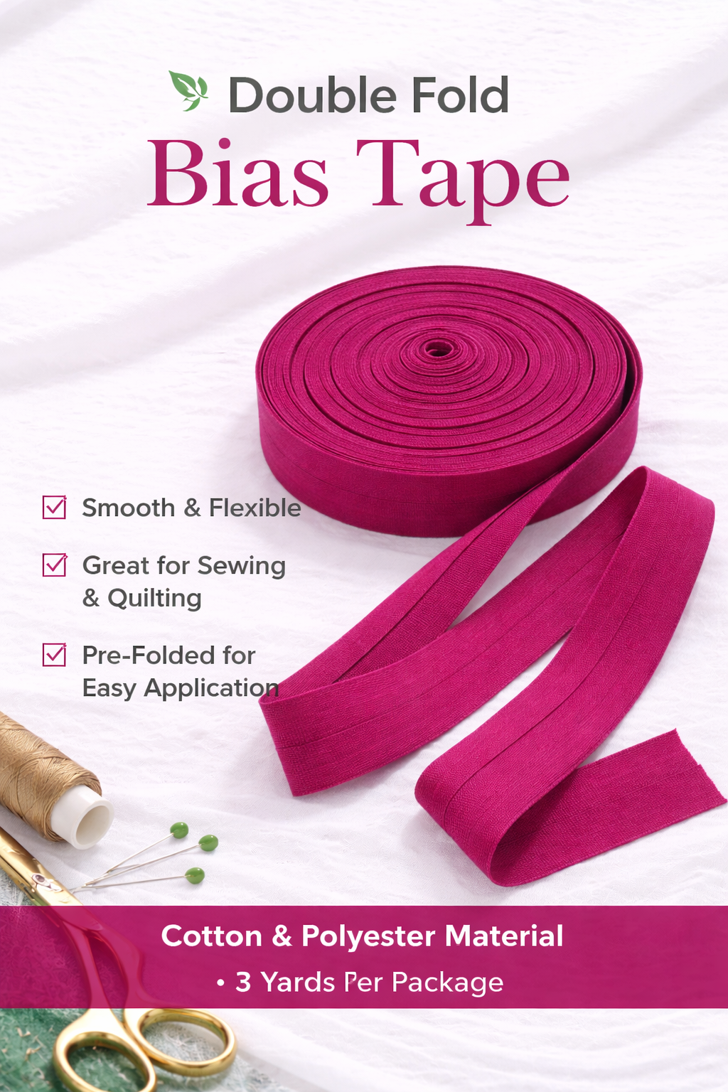 Double Folded Bias Tape – Multiple Colors Available