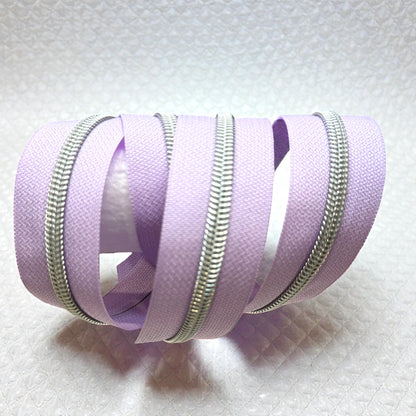 Light Purple #5 Nylon Zipper Tape with Silver Coil (Sold By the Yard)
