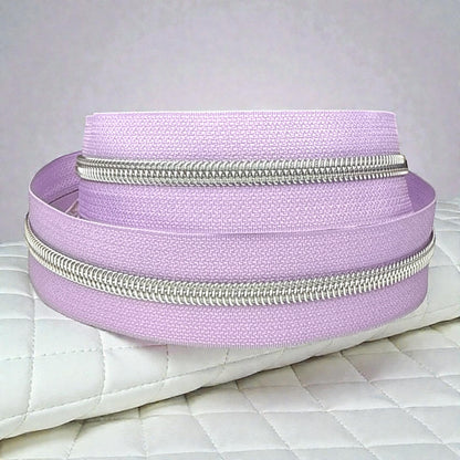 Light Purple #5 Nylon Zipper Tape with Silver Coil (Sold By the Yard)