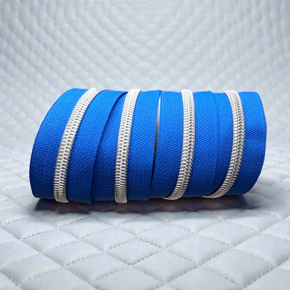 Royal Blue #5 Nylon Zipper Tape with Silver Coil (Sold by the Yard)