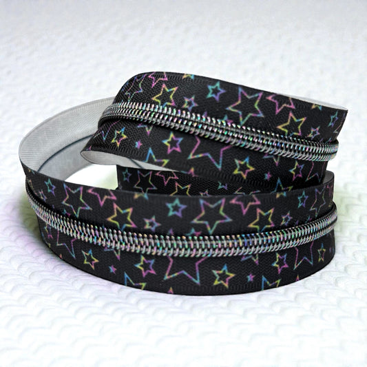 Midnight Star Print #5 Nylon Zipper Tape (Sold by the Yard)