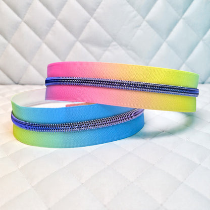Rainbow Gradient Nylon Zipper Tape (Sold By the Yard)