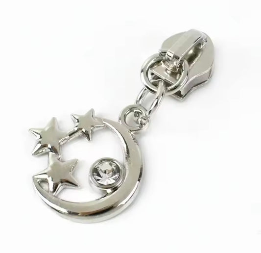 #5 Moon and Stars Zipper Pull (Fits #5 Nylon Coil Zipper Tape, 1-Pack)