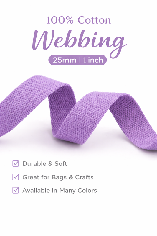 100% Cotton Webbing – 25mm / 1 Inch (Sold by the Yard)