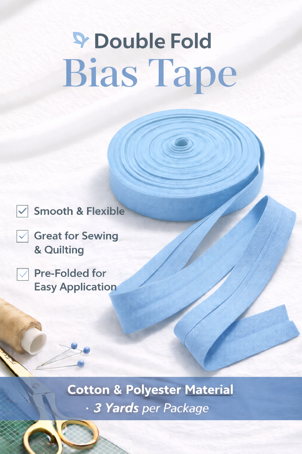 Double Folded Bias Tape – Multiple Colors Available