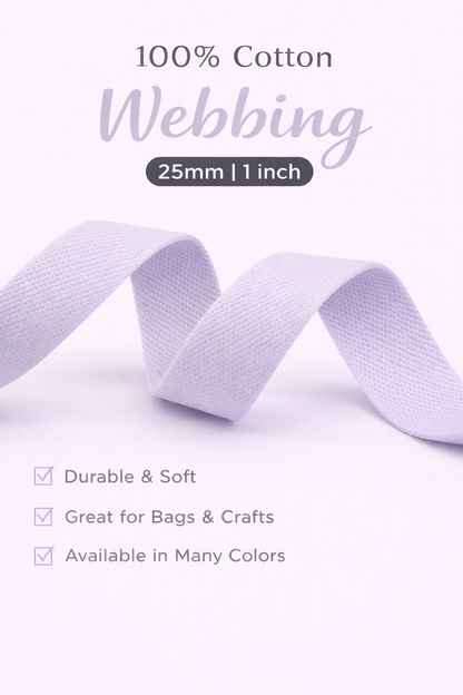 100% Cotton Webbing – 25mm / 1 Inch (Sold by the Yard)