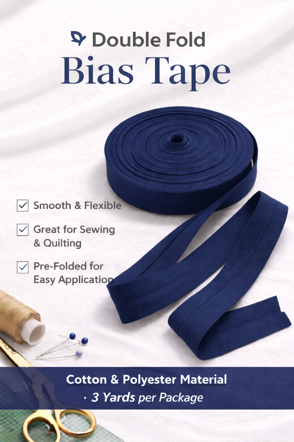 Double Folded Bias Tape – Multiple Colors Available