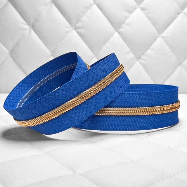 Royal Blue #5 Nylon Zipper Tape Multiple Metal Finishes Available (Sold by the Yard)