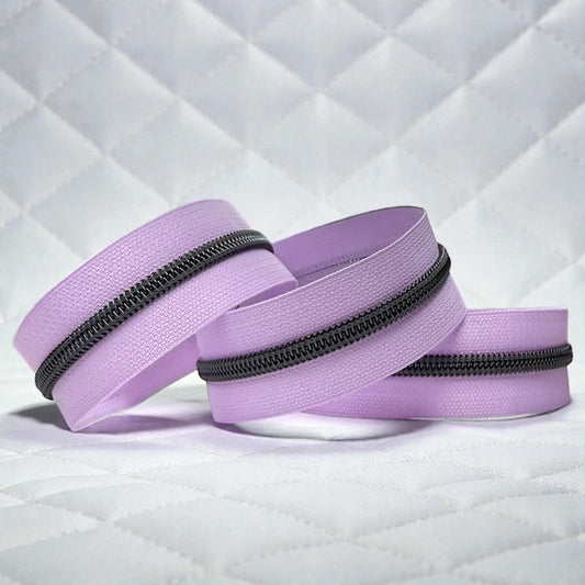Light Purple #5 Nylon Zipper Tape with Black Coil (Sold by the Yard)