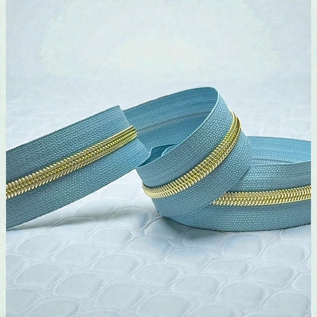 Slate Blue #5 Nylon Zipper Tape -Multiple Metal Finishes Available(Sold by the Yard)