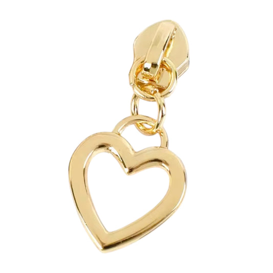 #5 Gold Heart Zipper Pull (Fits #5 Nylon Coil Zipper Tape, 1-Pack)