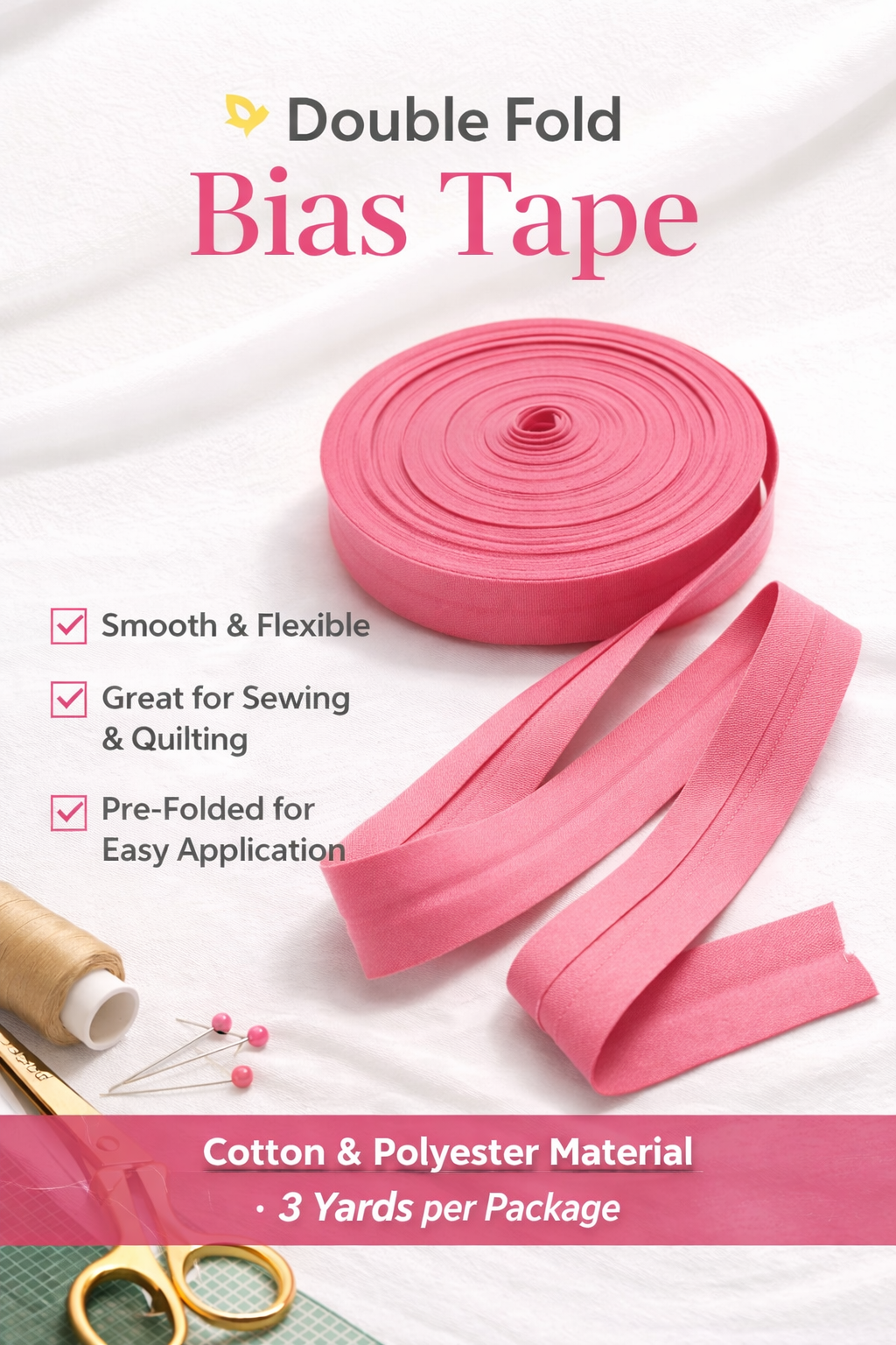 Double Folded Bias Tape – Multiple Colors Available