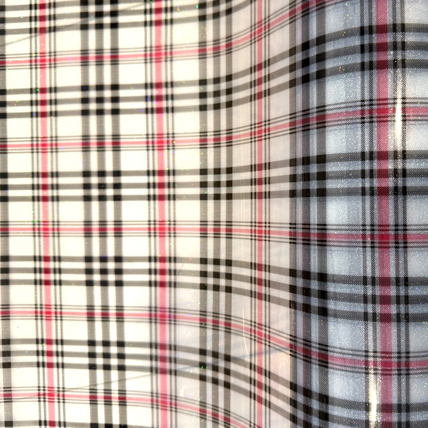 Red & Black Plaid Clear Shimmer Vinyl – Transparent Vinyl
