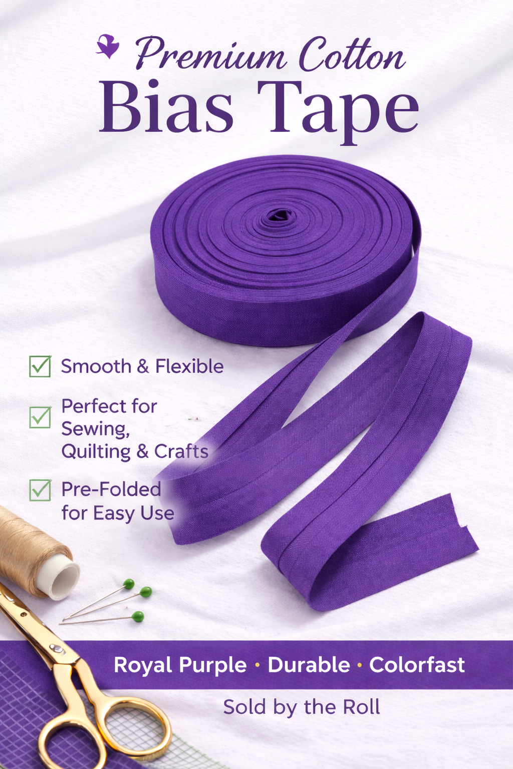 Double Folded Bias Tape – Multiple Colors Available