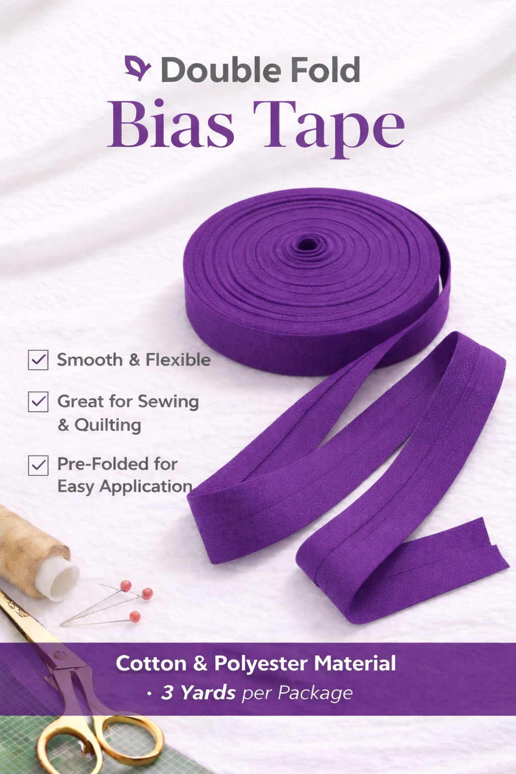 Double Folded Bias Tape – Multiple Colors Available