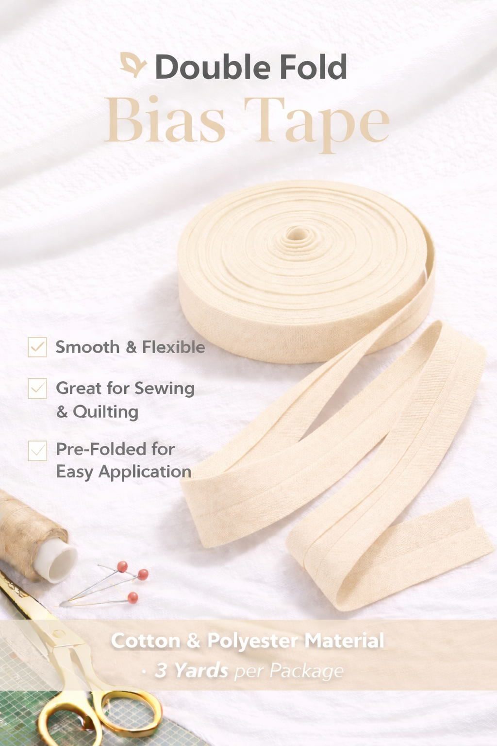 Double Folded Bias Tape – Multiple Colors Available