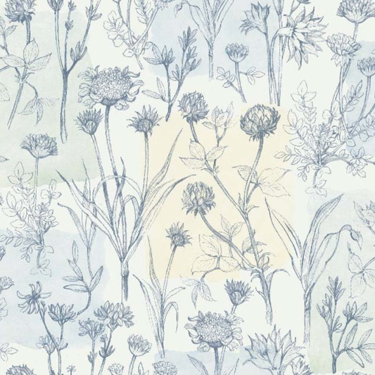 Sunflower Stamp Botanical Fabric