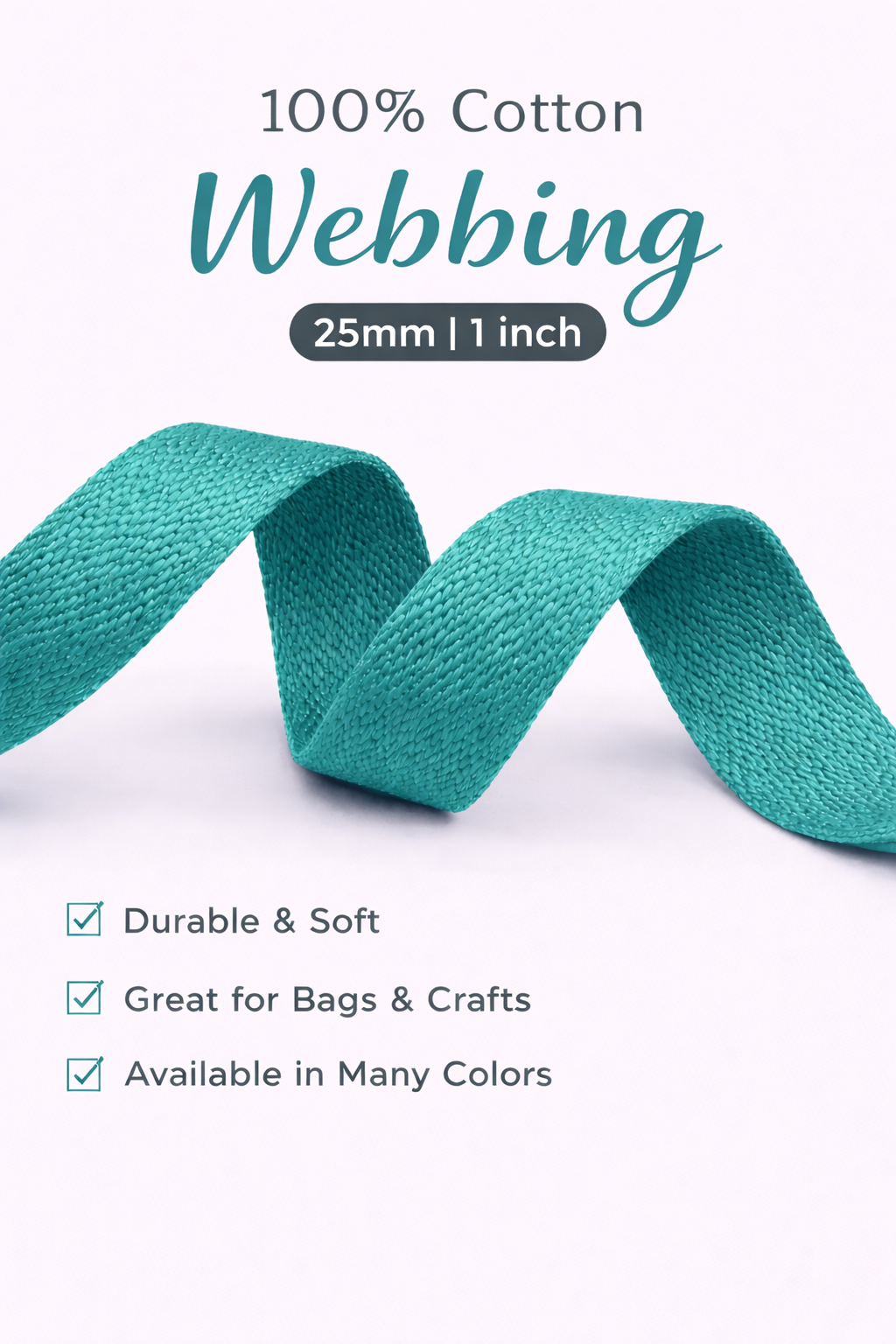 100% Cotton Webbing – 25mm / 1 Inch (Sold by the Yard)