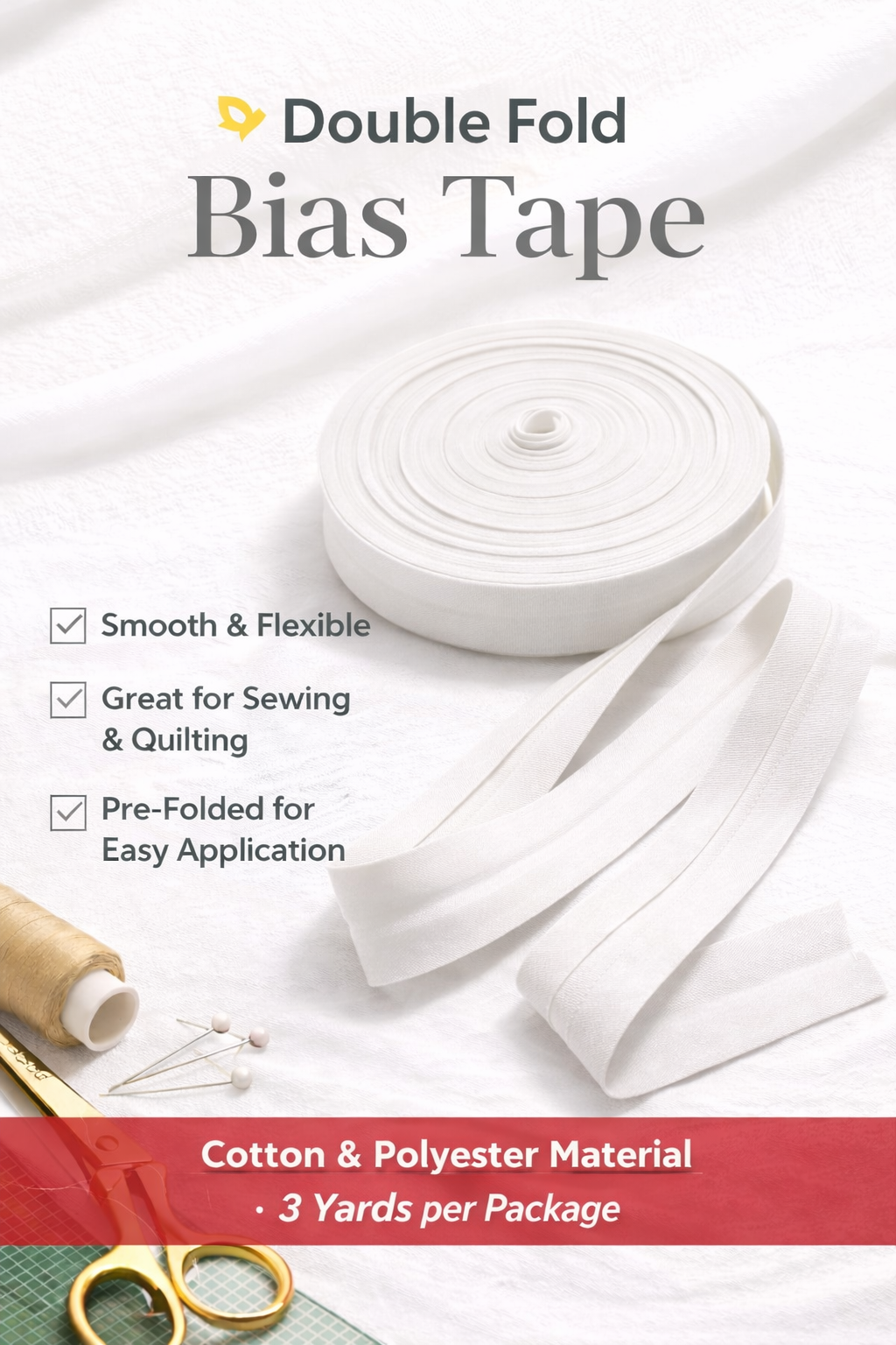 Double Folded Bias Tape – Multiple Colors Available