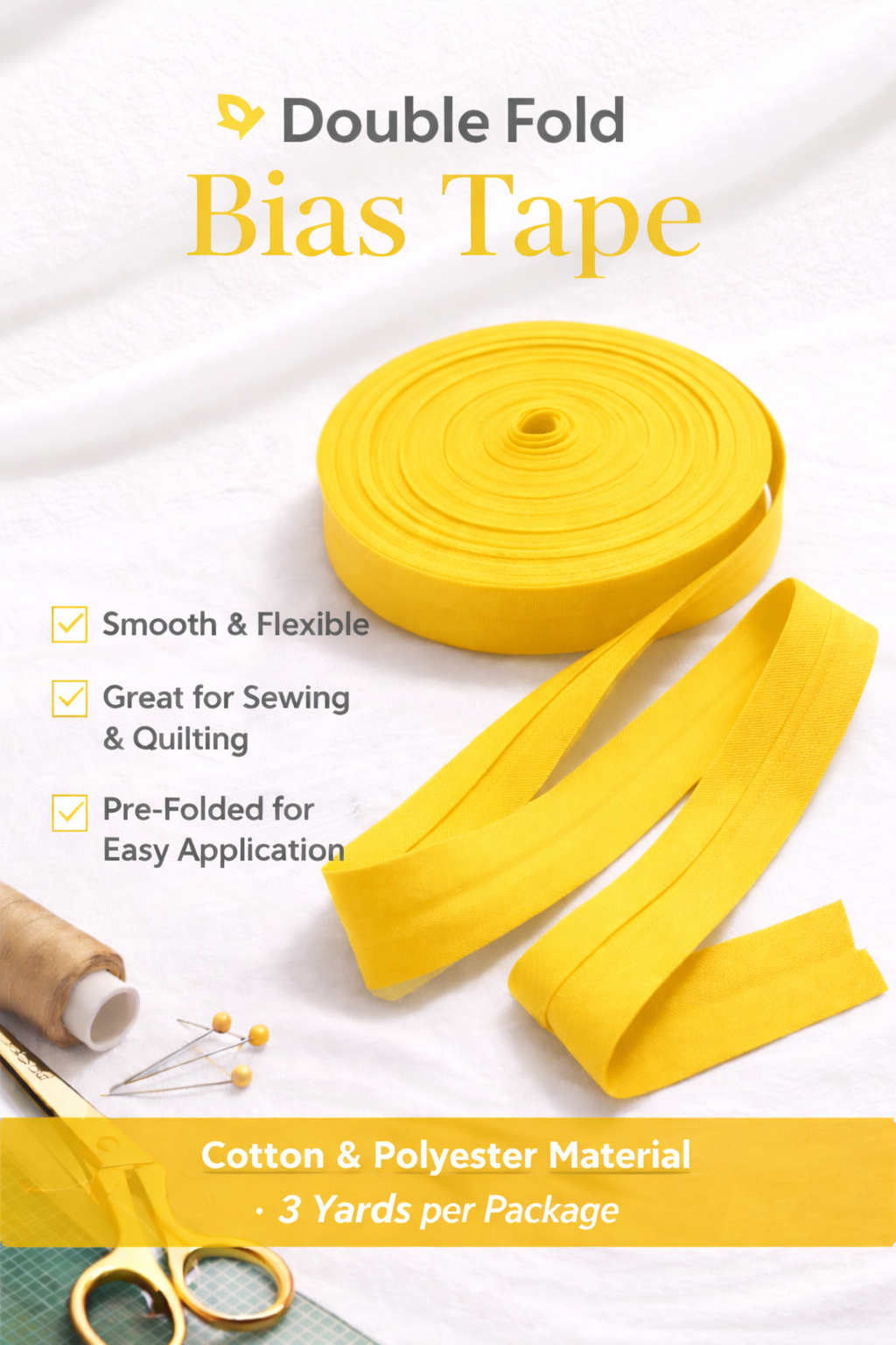 Double Folded Bias Tape – Multiple Colors Available