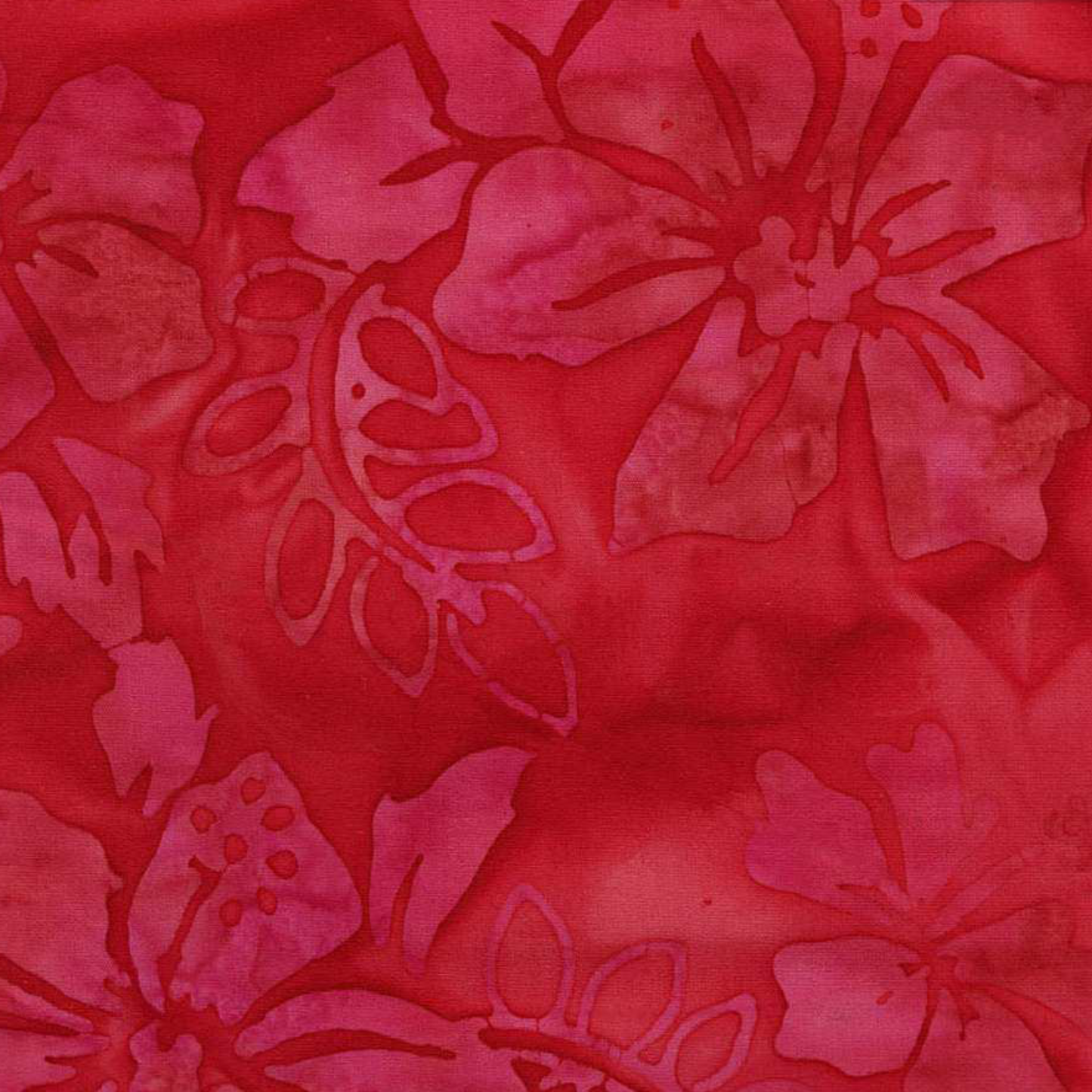 Bright Red Batik Floral Fabric